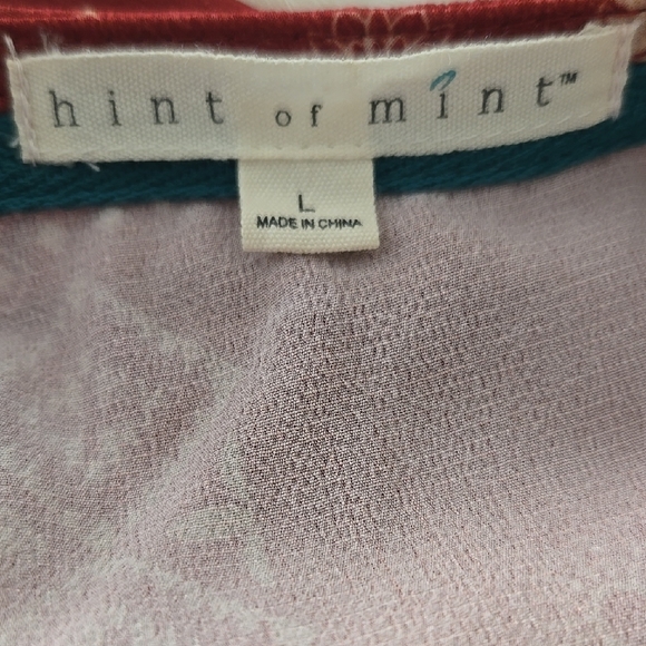 Hint of Mint Red Patterned Blouse - Picture 4 of 6